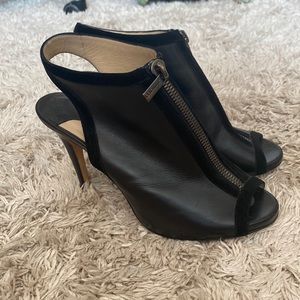 Jimmy Choo, black leather zip heels😍 size 8 and in amazing quality!